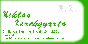 miklos kerekgyarto business card