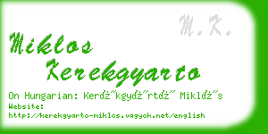 miklos kerekgyarto business card